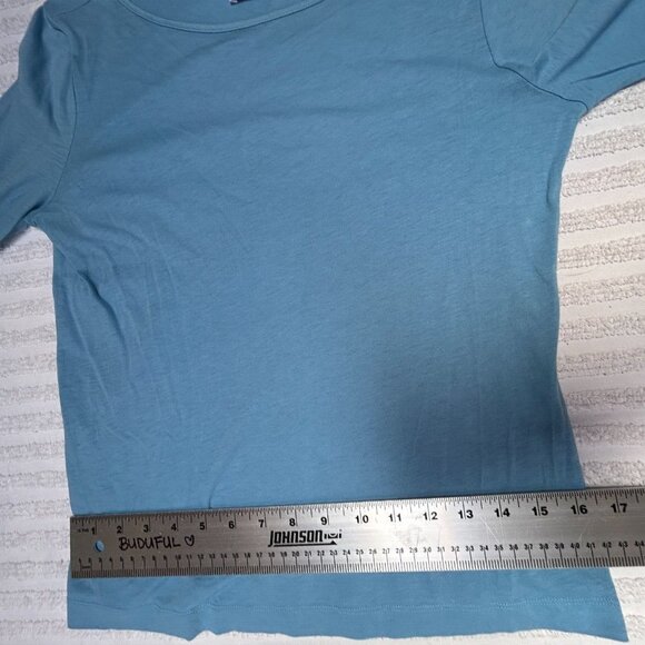 TSE Women's Top 3/4 Sleeve Knit Cotton Round Neck T-Shirt Blue Size Small - Picture 8 of 9